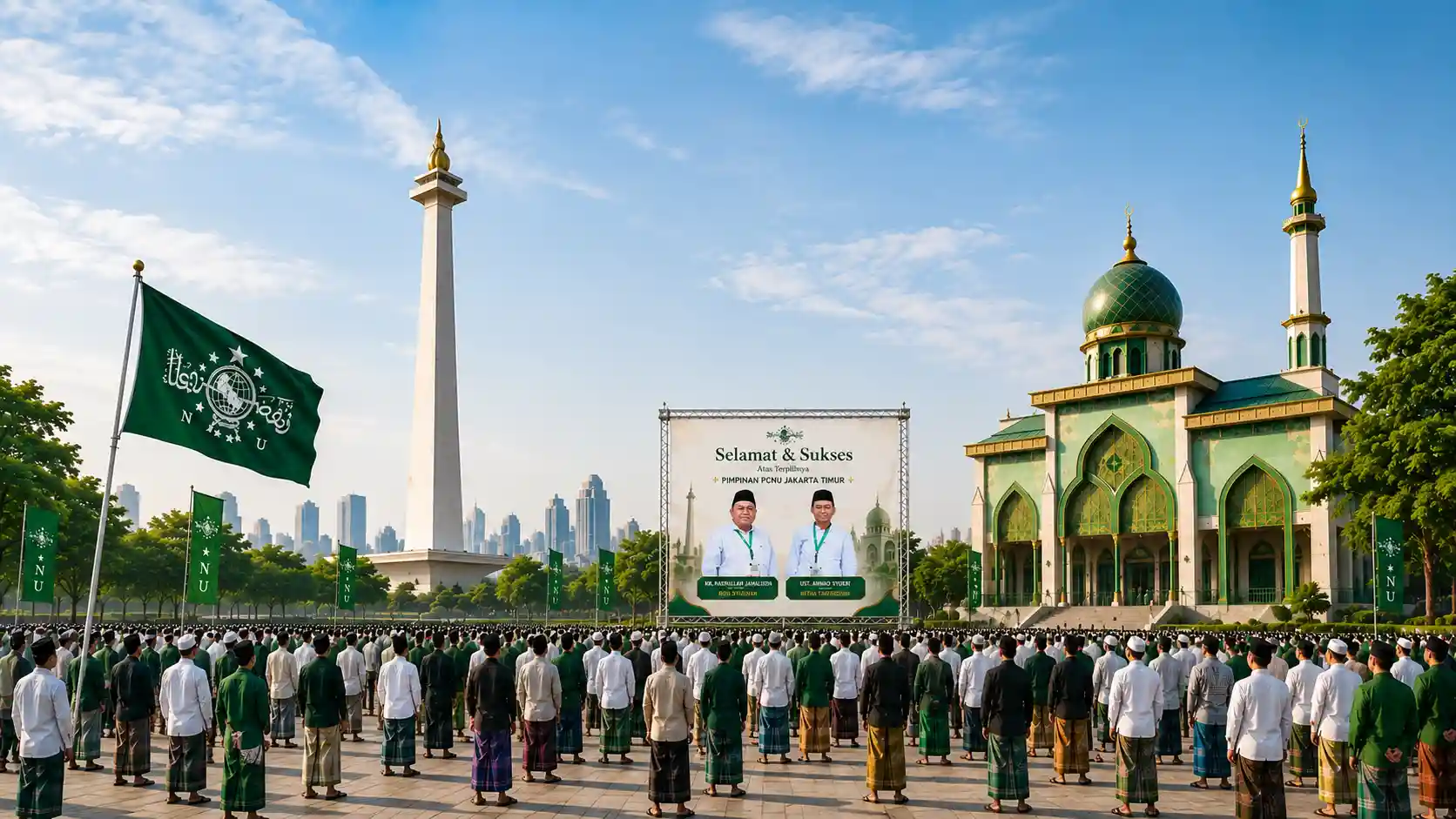 Kebersamaan pengurus dan warga PWNU Pengurus Wilayah Provinsi Riau